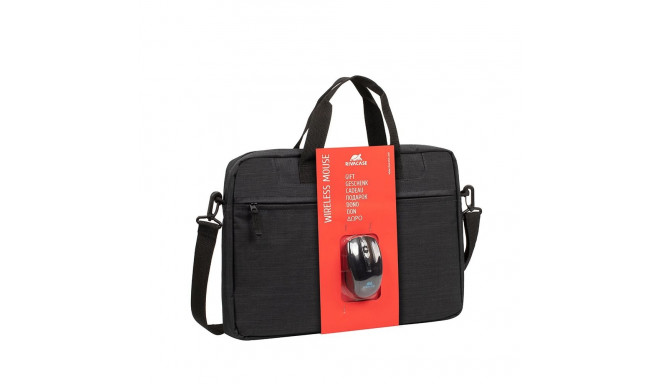 Rivacase sülearvutiportfell 8038 + juhtmevaba hiir 39.6 cm (15.6"), must