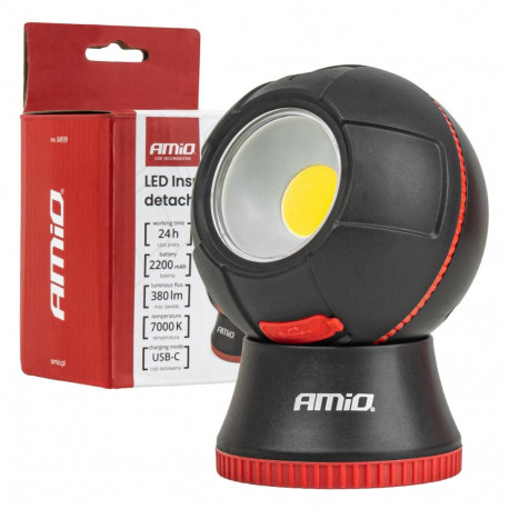 Lampa inspekcyjna kulista odpinana led 4w cob 2200 mah amio-04939