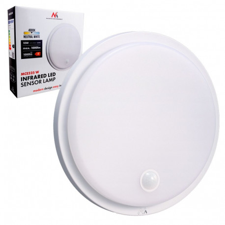 Lampa LED liikumisanduriga Maclean, PIR-andur, valge, 10W, IP65, 1000lm, neutraalne valgus, MCE525 W