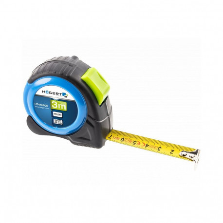 Hogert HT4M405 mõõdulint, 3m, 16mm, II klass, nailonkate, kahepoolne skaala, automaatne lukustus, vö