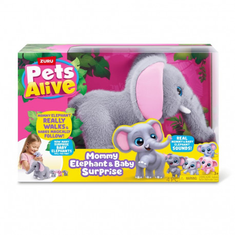 PETS ALIVE playset Mama Elephant & Baby Surprise