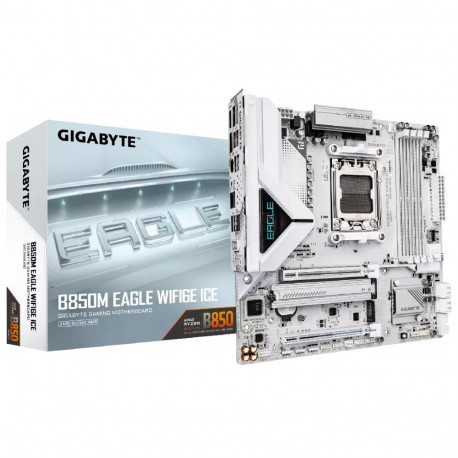 GIGABYTE emaplaat B850M EAGLE WIFI6E ICE AMD Ryzen 9000 seeria protsessoritele 8+2+2-faasiline digit