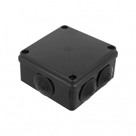 Hermeetiline karp 100x100x50, 6 dławikut, UV-kindel, must, IP65