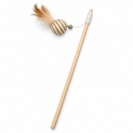Tessa wooden cat wand with toy 40cm (assorted)