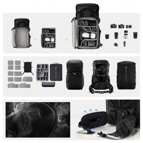 Camera Backpack - K&F Concept Star Wander 05 40L Waterproof Nylon Black