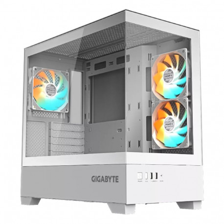 GIGABYTE C201 PANORAMIC ICE PC Case - Mid Tower  m-ATX  360mm radiator support  3 Pre-installed Fans