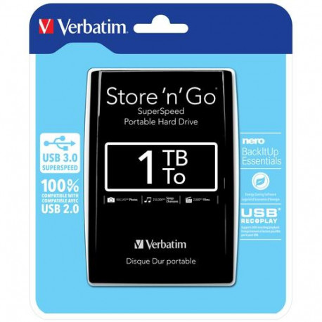 Verbatim Store 'n' Go USB 3.0 Portable Hard Drive 1TB Black