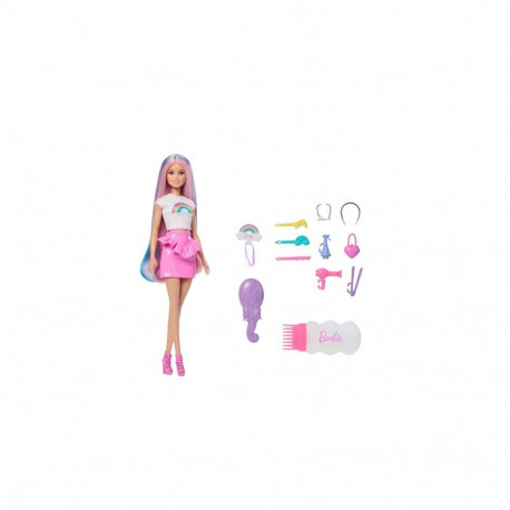 Barbie Rainbow Sparkle Hair Fashion Doll with Extra-Long Hair and 12 Styling Accessories