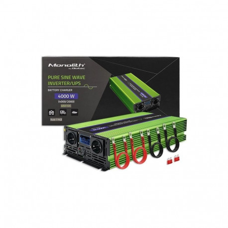 QOLTEC pingemuundur 51943 Monolith, aku laadimine, UPS, 2000W/4000W, 12V kuni 230V, puhas siinus, LC