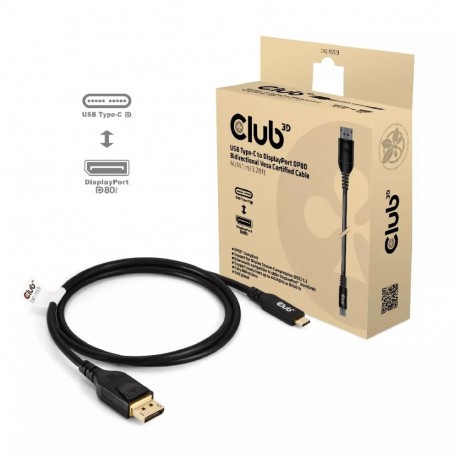 CLUB3D kaabel USB Type C–DP 2.1 kahesuunaline VESA DP80 sertifitseeritud M/M 1m/3.28ft