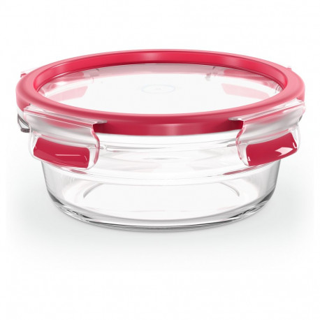 "Emsa N10403 Clip & Close Glas Frischhaltedose rund 0.6 L Transparent/Rot"
