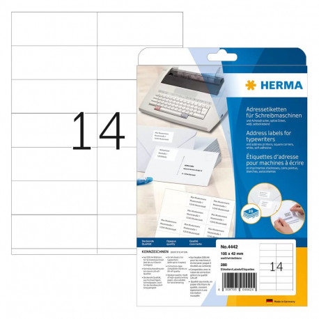 HERMA aadressisildid 105x42mm paberist teravate nurkadega 280tk