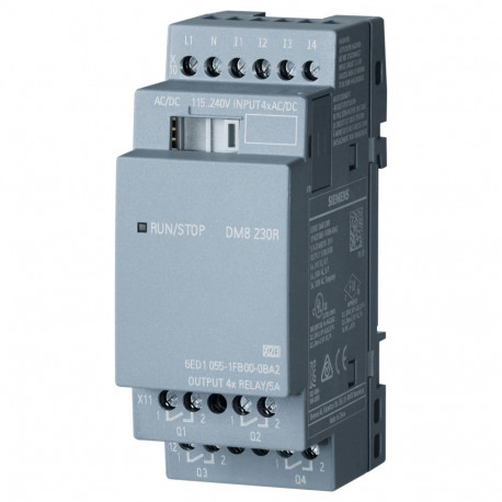 "Siemens 6ED10551FB000BA2 LOGO! DM8 230R Erw.-Mod. 2TE 4DE/4DA Logo 8"