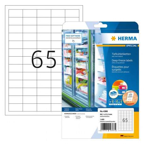 "HERMA Tiefkühletiketten A4 weiß 38,1x21,2 mm Papier 1625 St."