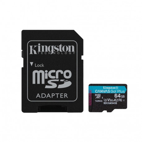 Kingston Technology mälukaart microSDXC Canvas Go Plus Gen4 64GB 200MB/s A2 U3 V30 ja adapter