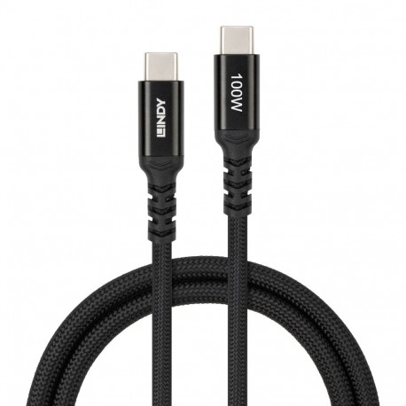 USB Cable - Lindy 32027 2m USB-C to USB-C 100W Cable Black