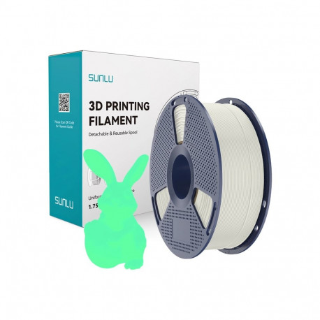 SUNLU PLA-filament 1.75mm 1kg, pimedas helendav, valge-roheline