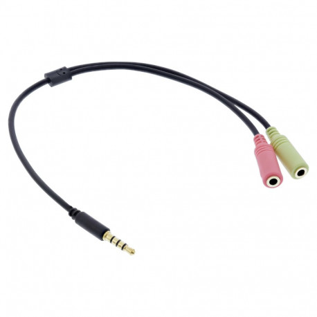 Peakomplekti adapterkaabel 3.5mm pistik 2x3.5mm pesasse 2m, must