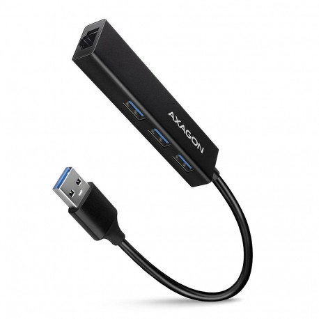 Axagon HMA-GL3A Multiport-Hub USB 3.0 Typ A Gbit-LAN 3x USB-A microSD Wired USB 3.2 Gen 1 (3.1 Gen 1
