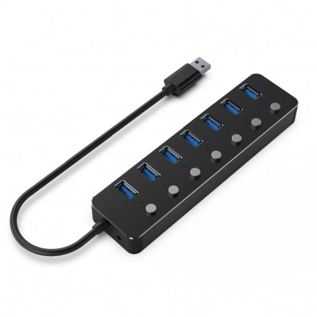Gembird UHB-U3P7P-01 interface hub USB 3.2 Gen 1 (3.1 Gen 1) Type-A 5000 Mbit/s Black