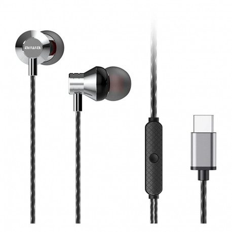 AIWA kõrvasisesed stereokõrvaklapid mikrofoniga ESTM-50USB-C/SL, hõbedased (USB)