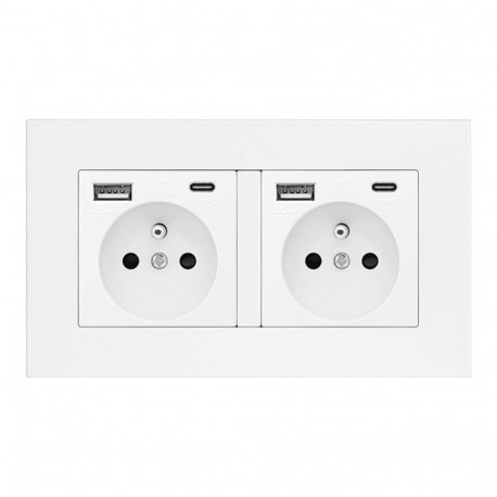 Kahekordne pistikupesa 2P+Z USB-A+C-ga