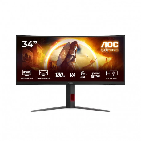 AOC arvutimonitor G4 CU34G4 86.4cm (34") 3440 x 1440 pikslit Wide Quad HD LED, must-punane