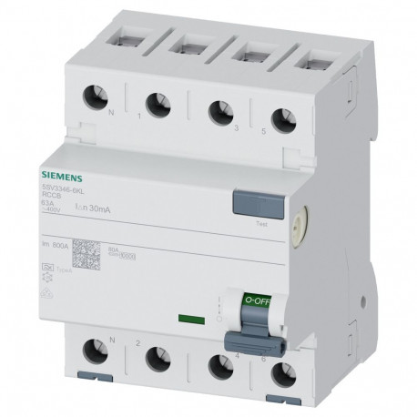 Siemens rikkevoolukaitse 5SV3346-6KL 63/0,03A 4-pooluseline