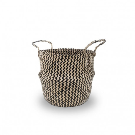 BASKET WITH HAND 30X30X30CM SEAGRAS/BLCK