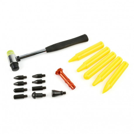 Geko G02646 PDR dent removal kit, hammer, 5 nylon mallets, 9 replaceable tips, scratch-free