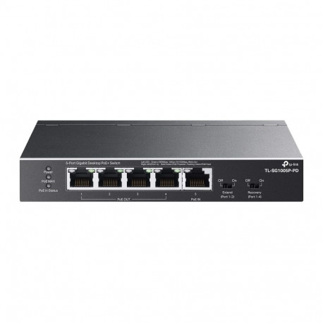 TP-Link võrgulüliti TL-SG1005P-PD Gigabit Ethernet (10/100/1000) Power over Ethernet (PoE), must
