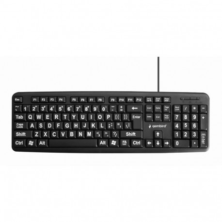 Gembird klaviatuur KB-US-103 USB QWERTY USA ingliskeelne, must