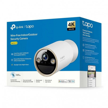 TP-Link Tapo turvakaamera juhtmevaba sise- ja välitingimustesse 4K UHD (3840x2160) H.265/H.264 Suppo