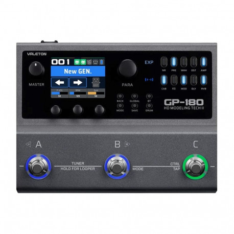 Guitar Multi-Effects Pedal - VALETON GP-180 Over 200 Effects Bluetooth 5.0 USB-C Black Grey
