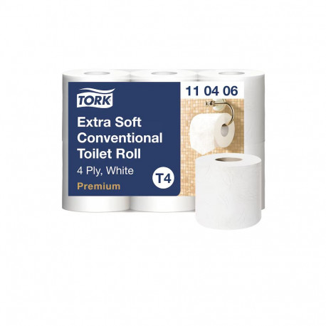 Tualettpaber Tork Premium Extra Soft Conventional T4, 4-kih, 9.7cm x 19.1m, valge 110406
