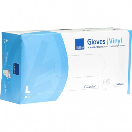 Vinyl gloves ABENA Classic, powder-free, size L, transparent, 100pcs