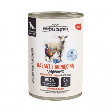 WIEJSKA ZAGRODA Pheasant with lamb Adult - wet dog food - 380g