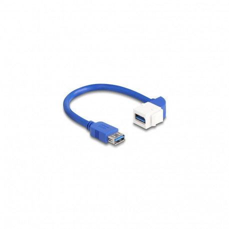 DeLOCK Keystone Module Cable USB 5 Gbps Type-A female to USB Type-A female 90° angled 20 cm blue