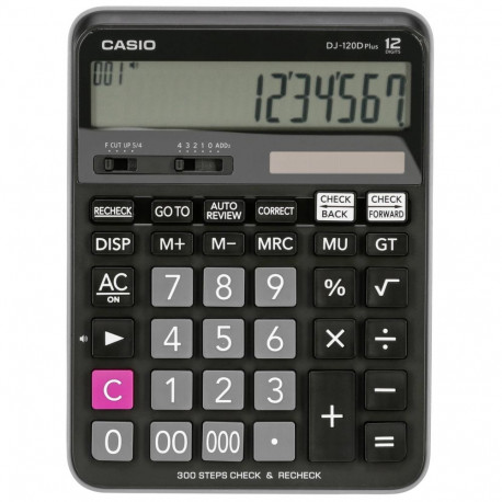 Stalinis skaičiuotuvas CASIO DJ-120D+, 36,5 x 144 x 192 mm, juoda sp.