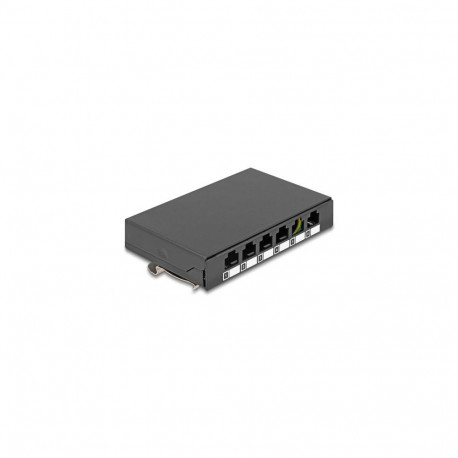 DeLOCK Blank Panel 6 port for Keystone RJ-modules black - for mounting on a table, wall or DIN rail