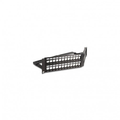 DeLOCK 19″ Keystone Patch Panel 48 port with strain relief 2U angled black