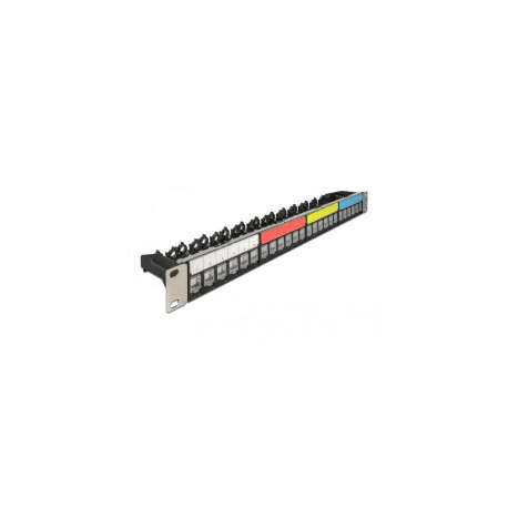 DeLOCK 19″ Keystone Patch Panel 24 port with cable fixing rail, labelling field and dust protection 