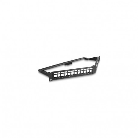 DeLOCK 19″ Keystone Patch Panel 24 port with strain relief 1U angled black