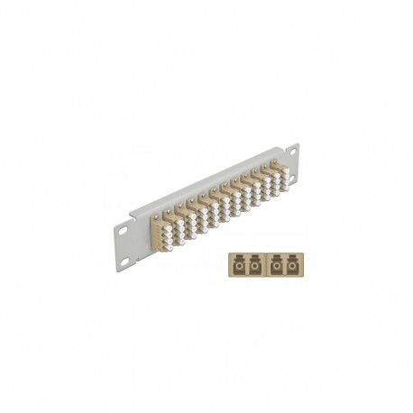 DeLOCK 10″ Fiber Optic Patch Panel 12 Port LC Quad beige 1U grey