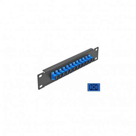 DeLOCK 10″ Fiber Optic Patch Panel 12 Port SC Simplex blue 1U black