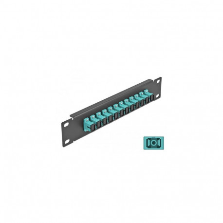 DeLOCK 10″ Fiber Optic Patch Panel 12 Port SC Simplex aqua 1U black