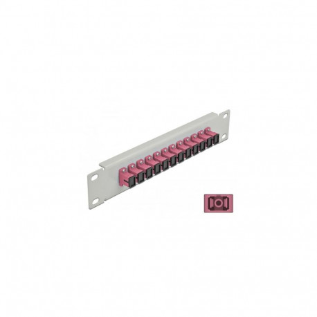 DeLOCK 10″ Fiber Optic Patch Panel 12 Port SC Simplex violet 1U grey