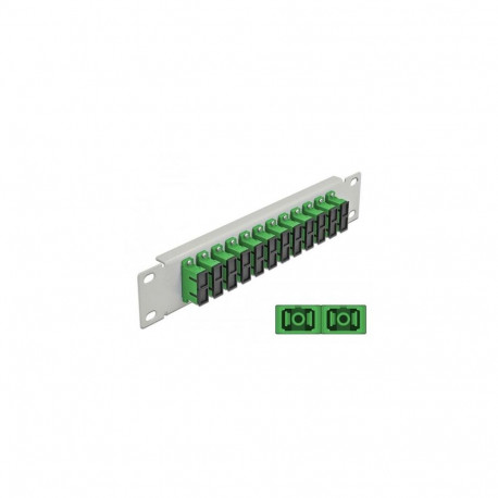 DeLOCK 10″ Fiber Optic Patch Panel 12 Port SC Duplex green 1U grey