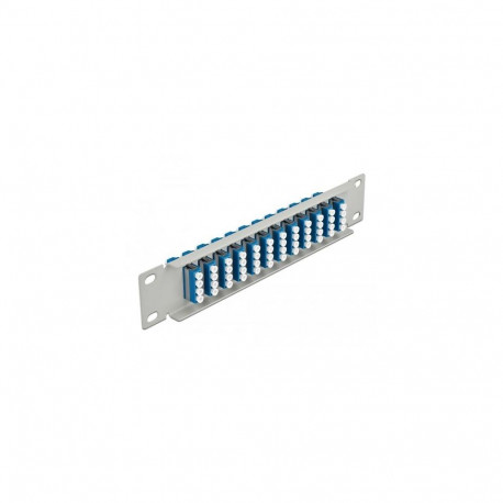 DeLOCK 10″ Fiber Optic Patch Panel 12 Port LC Quad blue 1U grey