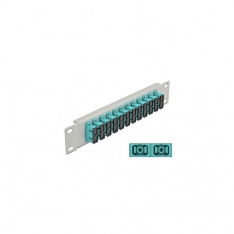 DeLOCK 10″ Fiber Optic Patch Panel 12 Port SC Duplex aqua 1U grey